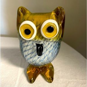 YELLOW AND BLUE OWL PAPER WEIGHT​​​